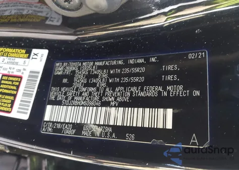 2021 Toyota Highlander Xse из США, поврежденный, VIN 5TDJZRBH0MS098046